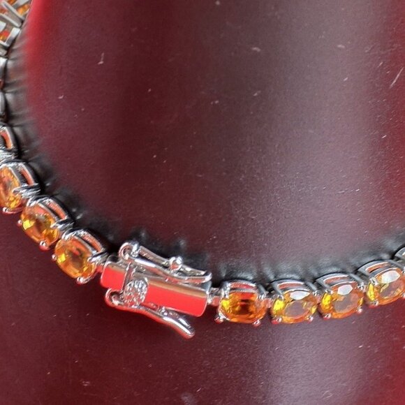 925 Sterling Silver Bracelet with Natural Citrine Gemstone. - Picture 10 of 11